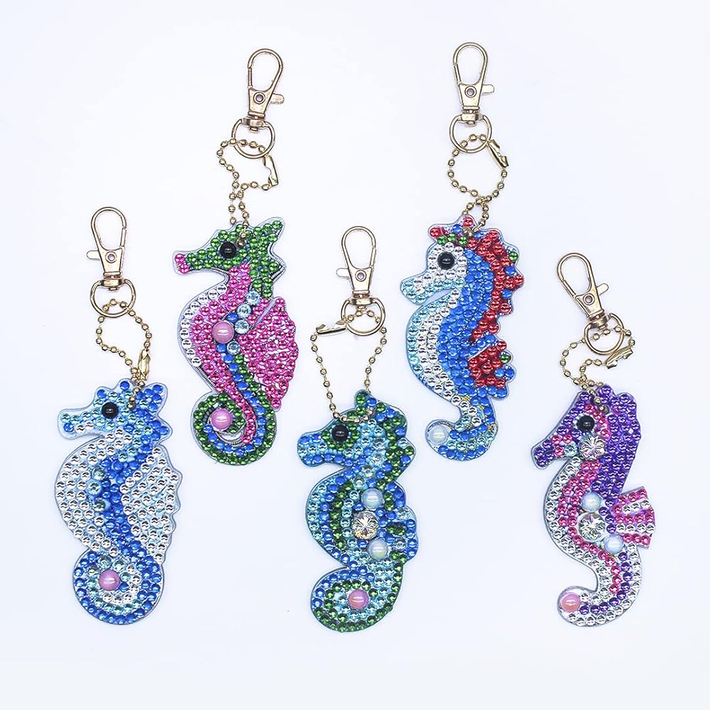 Sealife Keychain/Hanging Decor Diamond Painting Project Kits Dolphins or Seahorses