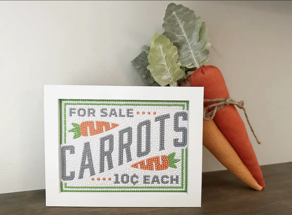 Farmhouse Carrots Sign Diamond Painting Kit with Frame