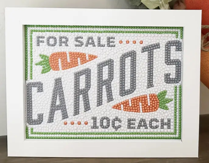 Farmhouse Carrots Sign Diamond Painting Kit with Frame
