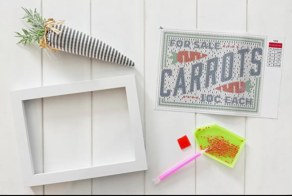 Farmhouse Carrots Sign Diamond Painting Kit with Frame
