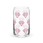 Diamond Design Can-shaped glass with optional bamboo lid