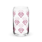 Diamond Design Can-shaped glass with optional bamboo lid
