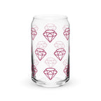 Diamond Design Can-shaped glass with optional bamboo lid