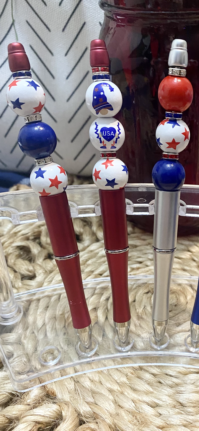 Handmade Beaded Ballpoint or Diamond Painting Pens Patriotic