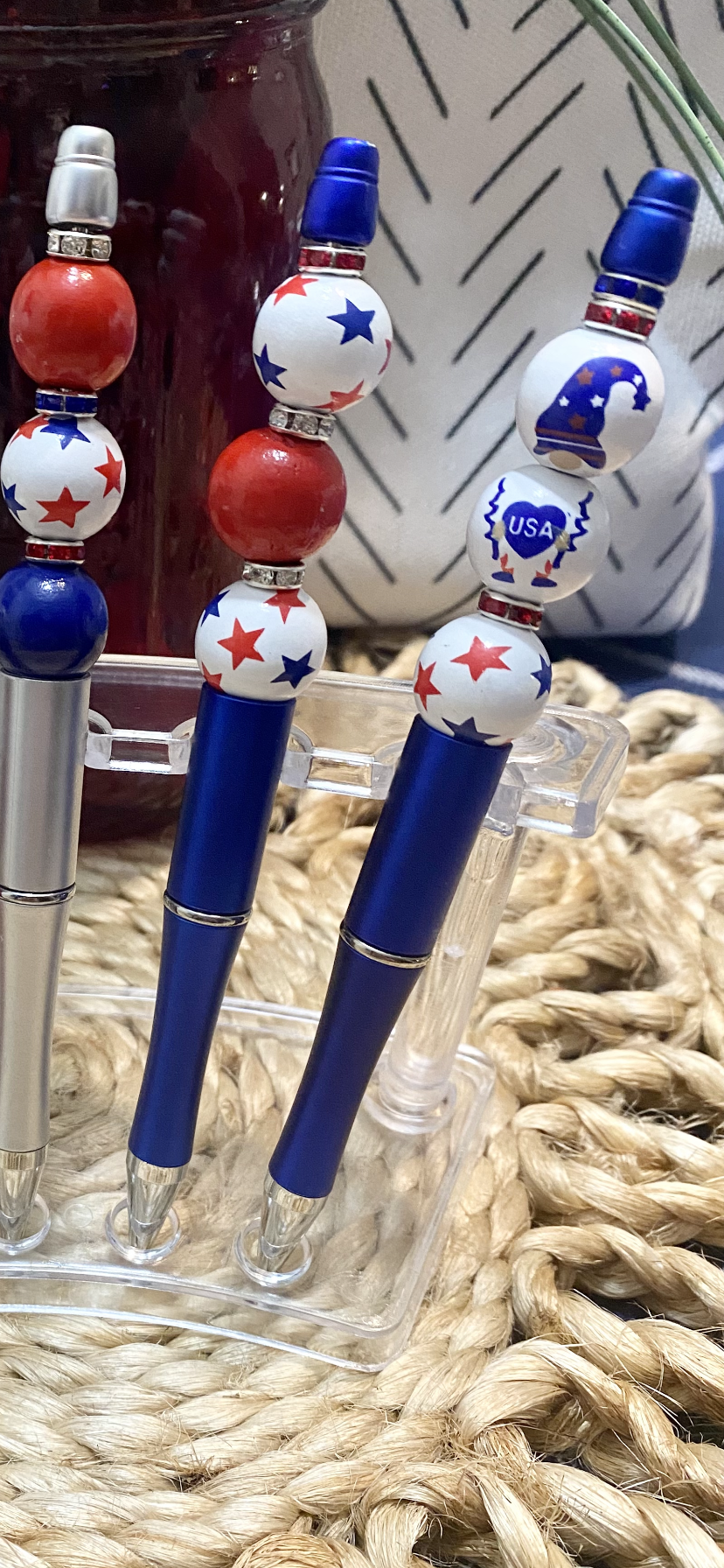 Handmade Beaded Ballpoint or Diamond Painting Pens Patriotic