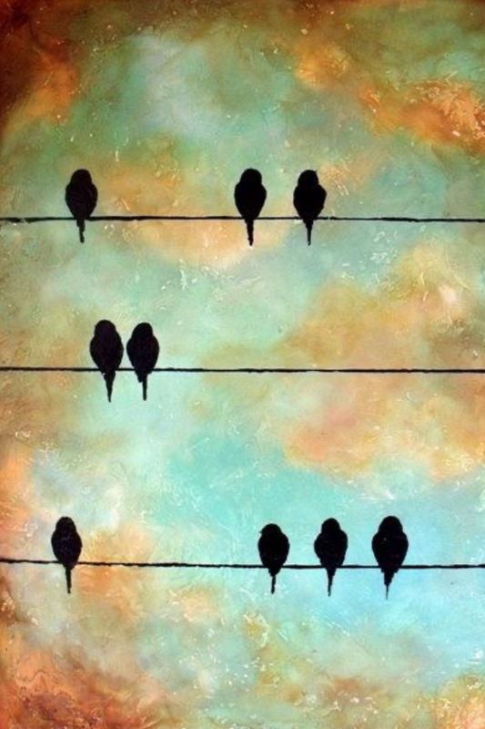 Birds on Wire Diamond Painting Soft Canvas Kit 20x30cm