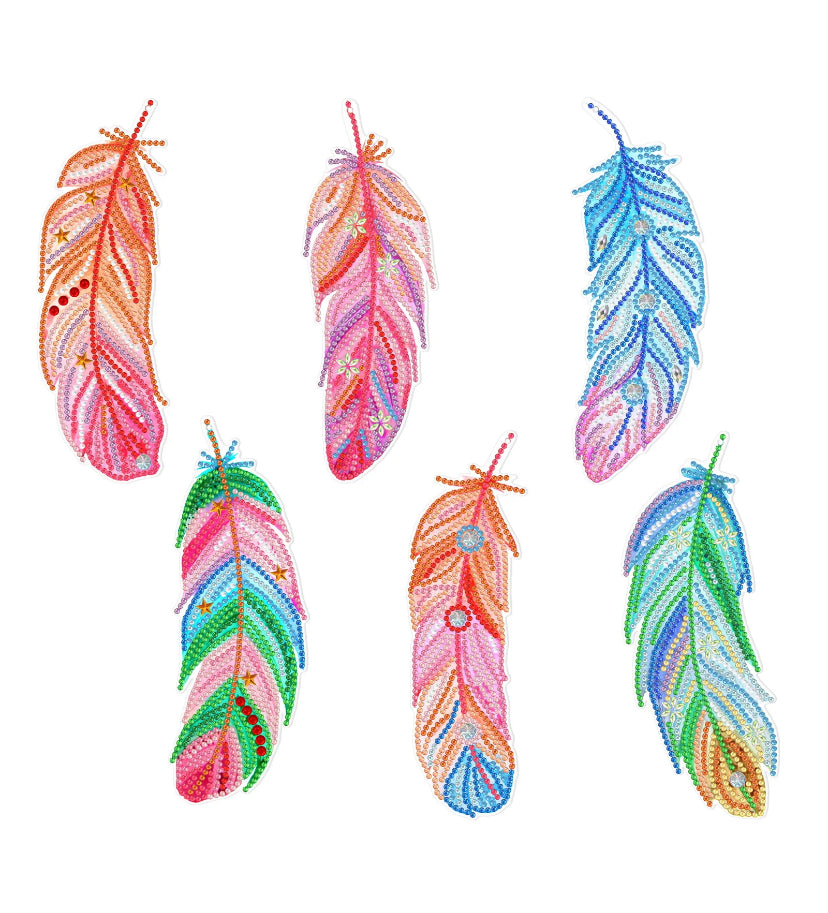 Feather Bookmark Sets Diamond Painting Project Kits with Prism Charm- Sets of 6