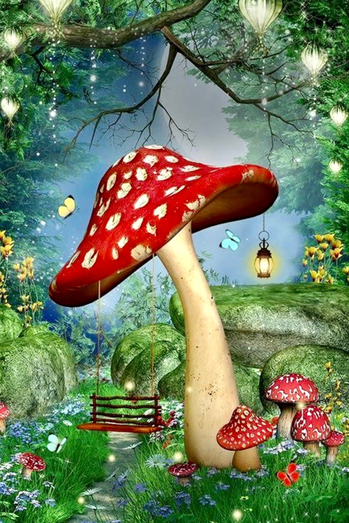 Enchanted Mushroom Diamond Painting Short Lint Soft Canvas Kit