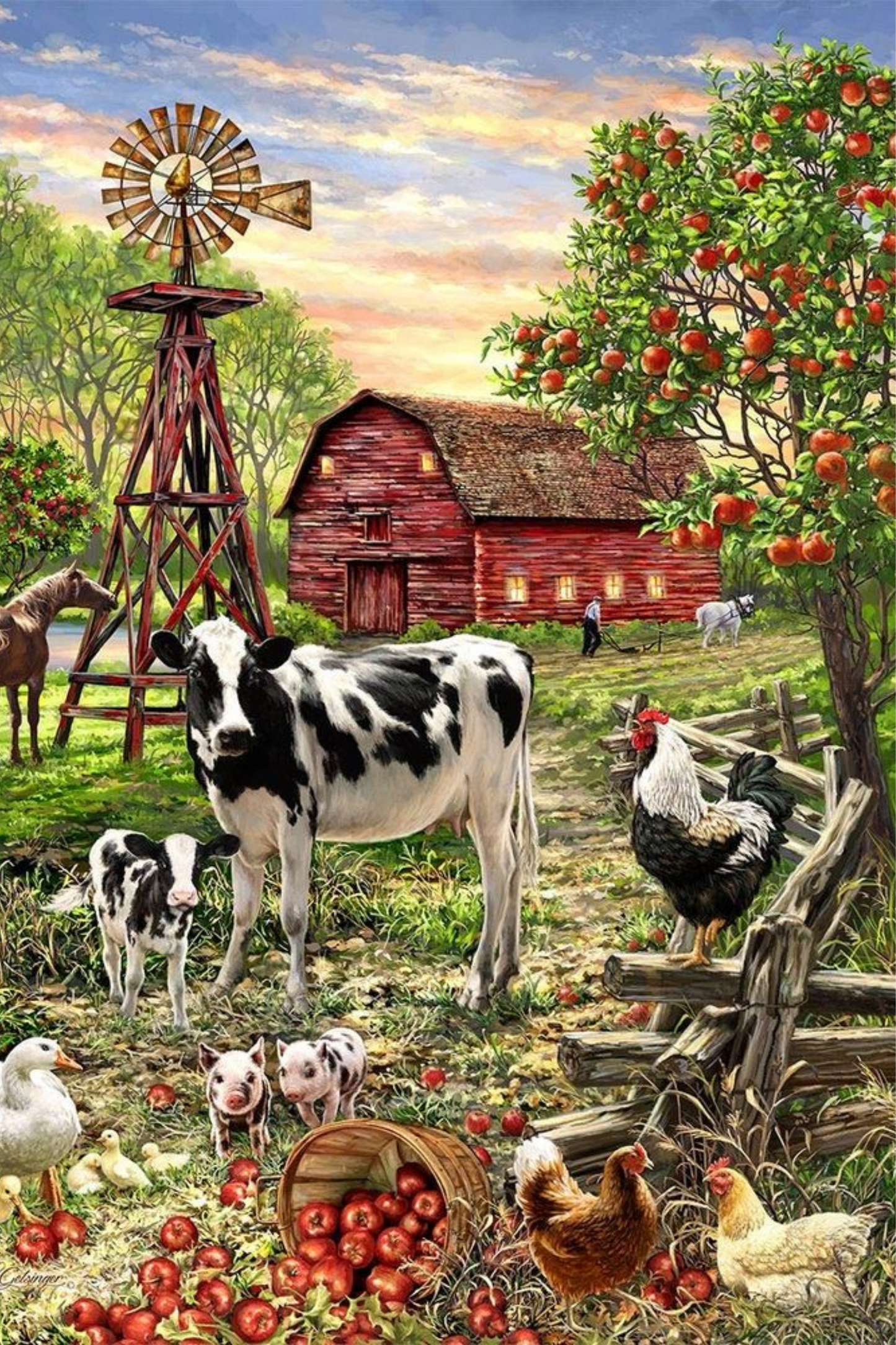 Farm Animals & Barn Diamond Painting Short Lint Soft Canvas Kit