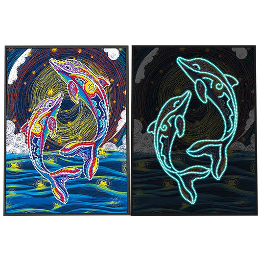 Dolphins Luminous Partial Diamond Painting Kit