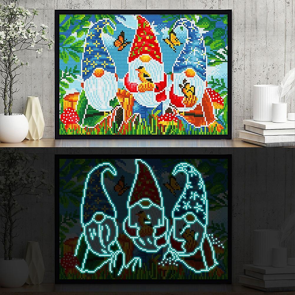 Mushroom Gnomes Luminous Diamond Painting Kit