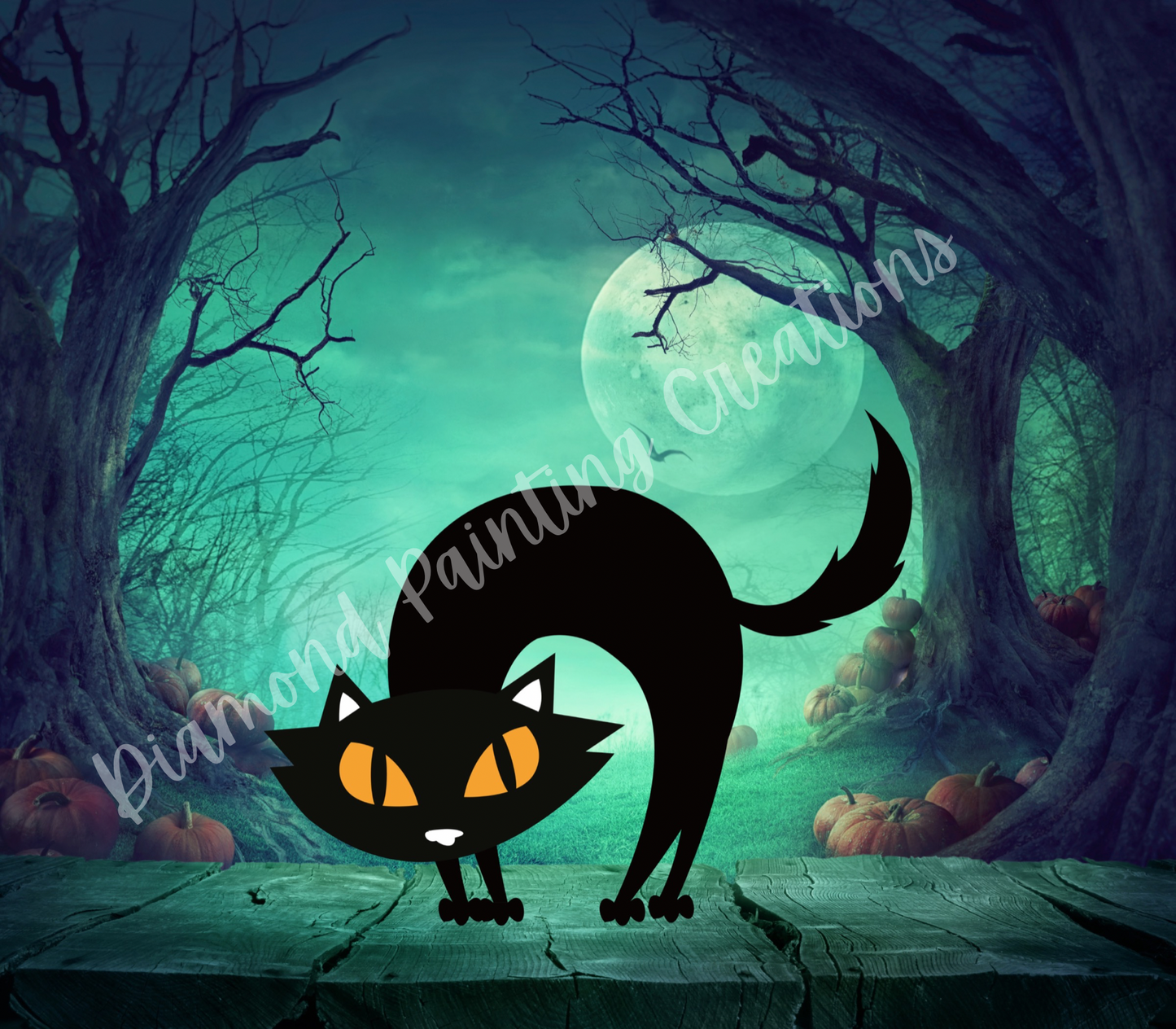 Spooky Black Cat Diamond Painting Kit
